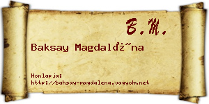 Baksay Magdaléna névjegykártya
